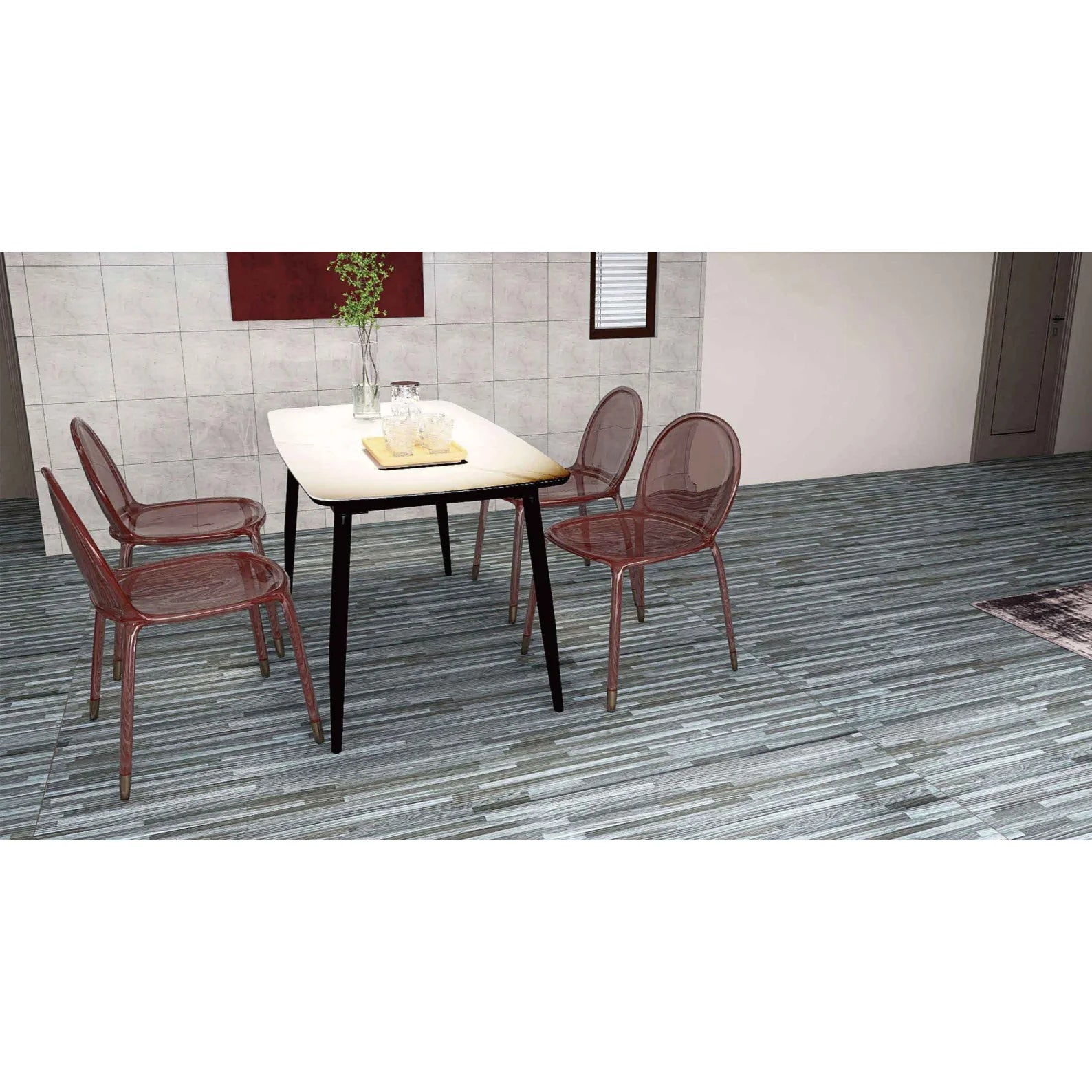 Set 36 Placi, De Pardoseala, AT PERFORMANCE®, durabil, autoadezive, PVC, 914.4mm x152.4mm, mm 5 m²/box, Gri melange